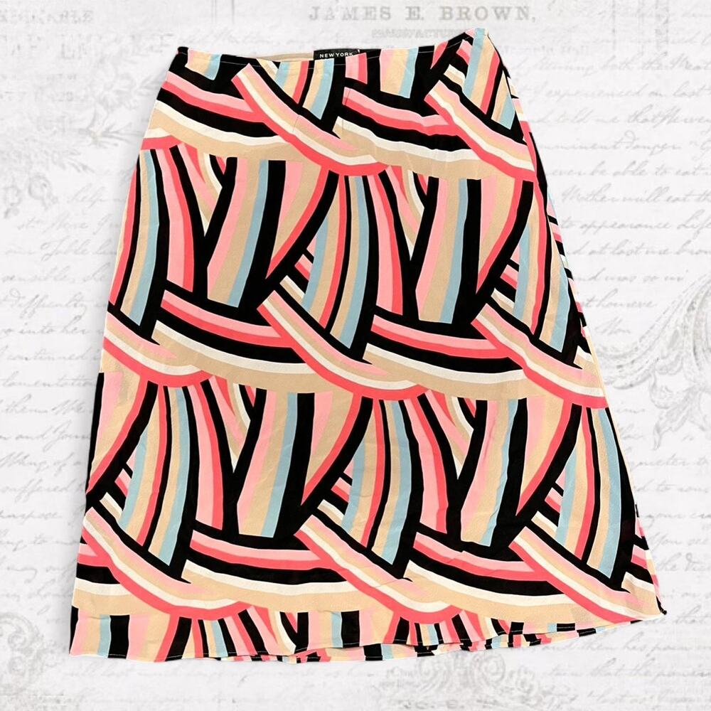 Y2k fairy core new york & company pink multicolor midi skirt